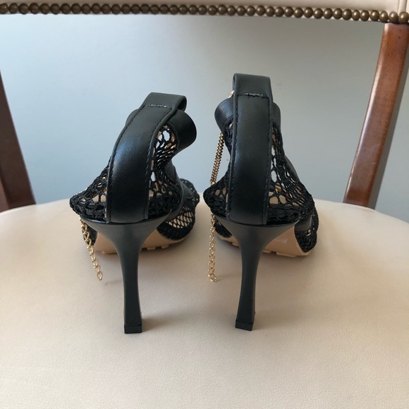 Designer inspired black net heels - Picture 3 of 4